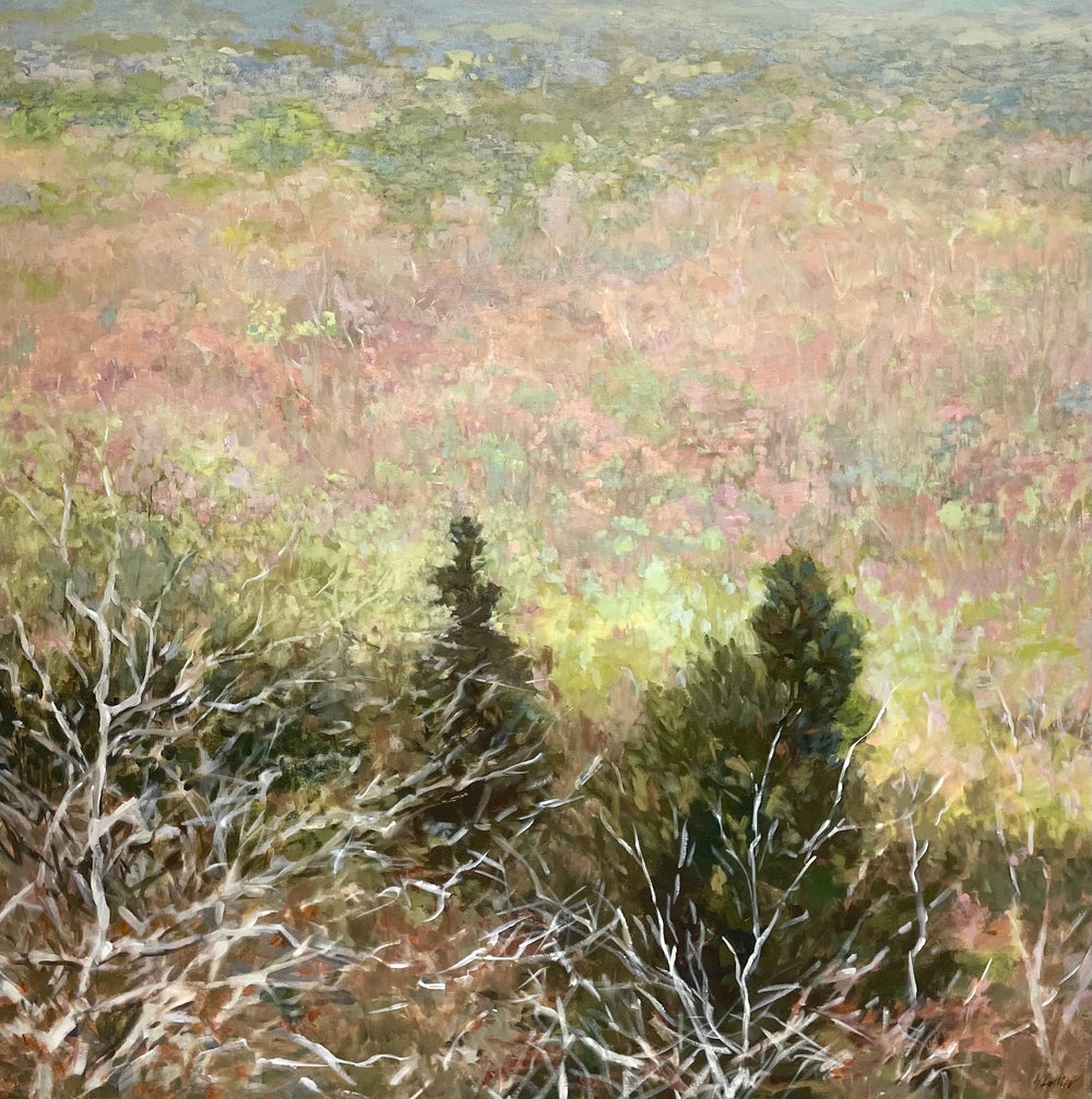 A landscape painting titled Scattered Beginnings by painter Gabriella Collier.