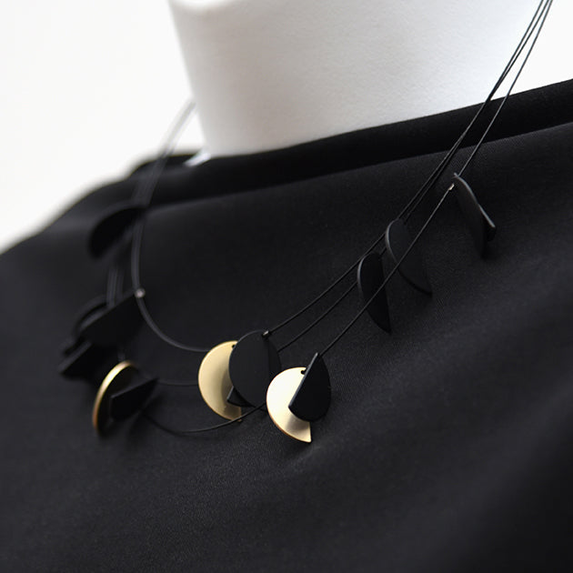 Drift Layered Necklace in Black Gold