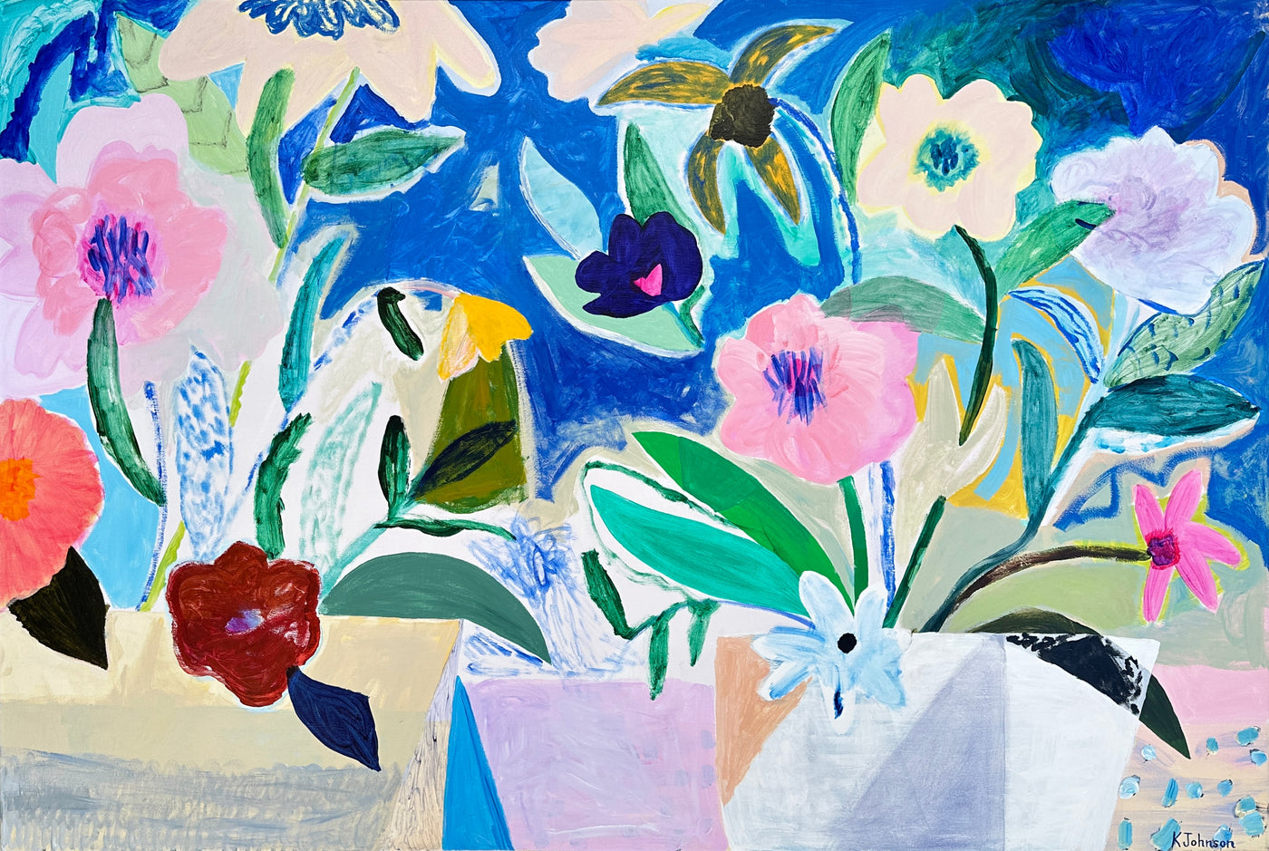 Kaitlin Johnson - Garden Blooms in Cobalt