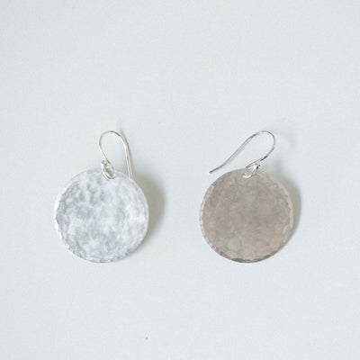 Large Disc Earrings in Silver