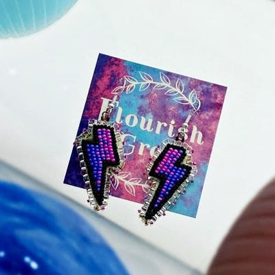 Beaded Lightning Bolt Earrings